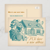 Faire-part Carte postale de changement d'adresse rétro (Devant / Derrière)