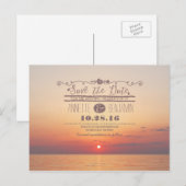 Faire-part carte postale de coucher de soleil en mer pour ann (Devant / Derrière)