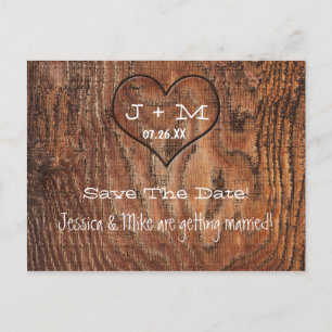 Faire-part Carte postale de date de mariage en forme de cœur