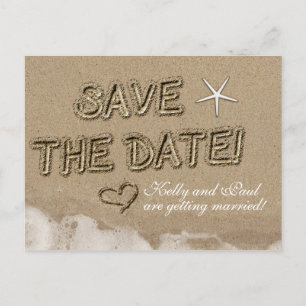 Faire-part Carte postale de date de mariage Sandy Beach SAVE 