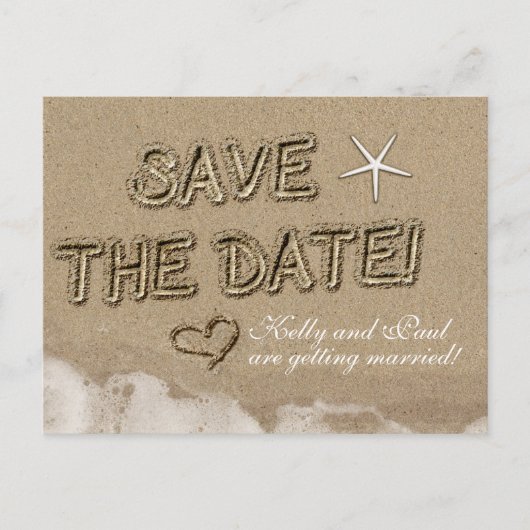 Faire-part Carte postale de date de mariage Sandy Beach SAVE  (Devant)