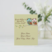 Faire-part Carte postale de déménagement de hibou (Debout devant)