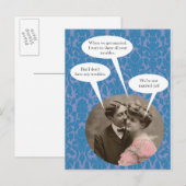 Faire-part Carte postale de fiançailles rétro drôle (Devant / Derrière)