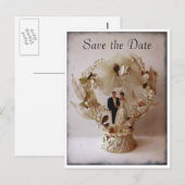 Faire-part Carte postale de figurine de gâteau de mariage vin (Devant / Derrière)