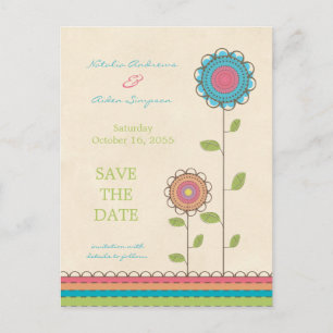Faire-part Carte Postale de Fleurs Hautes Colorées pour Sauve