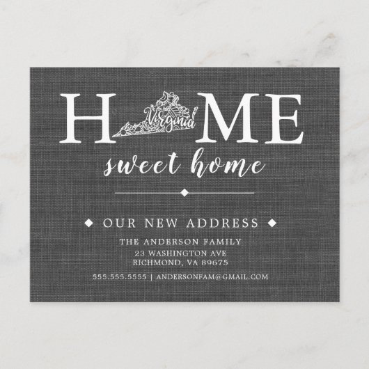 Faire-part Carte postale de l'État de VIRGINIA Moving Faire-p (Devant)