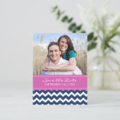 Faire-part Carte postale de mariage à conserver Bleu Chaud Ro (Debout devant)