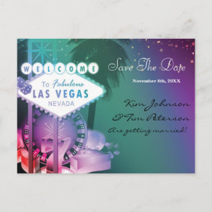 Faire-part Carte postale de mariage à Glam Las Vegas Casino E
