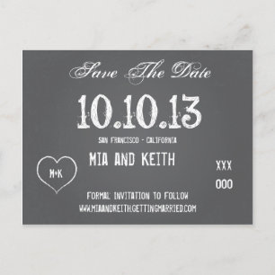 Faire-part Carte postale de mariage à la craie Save The Date