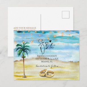 Faire-part Carte postale de mariage à la plage pour annoncer