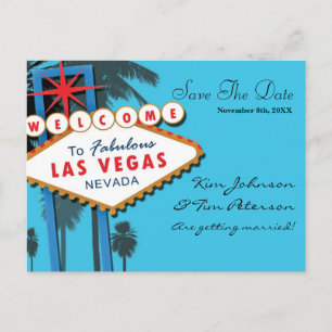 Faire-part Carte postale de mariage à Las Vegas Casino Save T