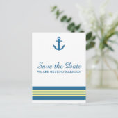 Faire-part Carte postale de mariage à thème nautique avec anc (Debout devant)