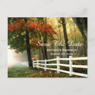 Faire-part Carte postale de mariage automnal avec date à sauv