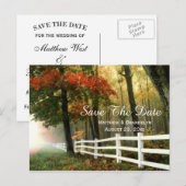 Faire-part Carte postale de mariage automnal avec date à sauv (Devant / Derrière)