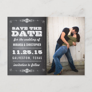 Faire-part Carte postale de mariage avec photo et tableau noi