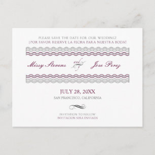 Faire-part Carte postale de mariage bilingue pour annoncer la