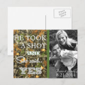 Faire-part Carte postale de mariage Camo Rustic Leaves Save T (Devant / Derrière)