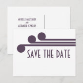 Faire-part Carte postale de mariage chic déco simple violet (Devant / Derrière)