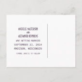 Faire-part Carte postale de mariage chic déco simple violet (Dos)