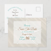Faire-part Carte postale de mariage Coastal Starfish Save the (Devant / Derrière)