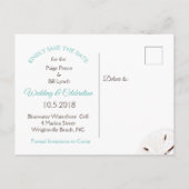 Faire-part Carte postale de mariage Coastal Starfish Save the (Dos)