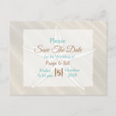 Faire-part Carte postale de mariage Coastal Starfish Save the (Devant)