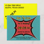 Faire-part Carte postale de mariage de style rétro bande dess (Devant / Derrière)