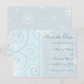 Faire-part Carte postale de mariage d'hiver Light Blue Save t (Devant / Derrière)