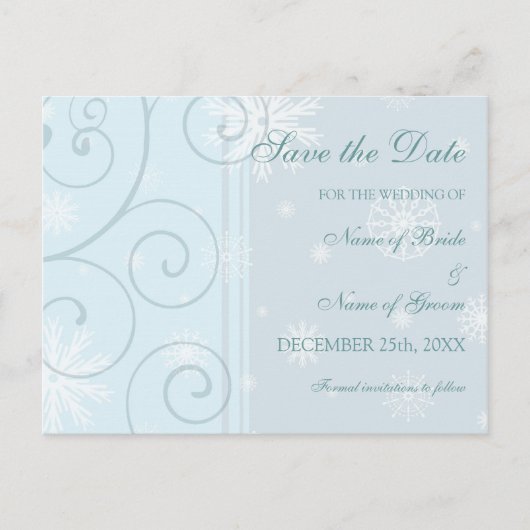 Faire-part Carte postale de mariage d'hiver Light Blue Save t (Devant)