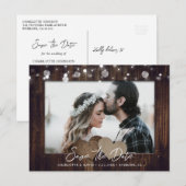 Faire-part Carte postale de mariage en bois rustique avec pho (Devant / Derrière)