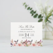 Faire-part Carte postale de mariage Fleurs de Pivoines Roses  (Debout devant)