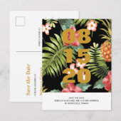 Faire-part Carte postale de mariage florale tropicale pour an (Devant / Derrière)