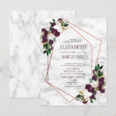 Faire-part Carte postale de mariage géométrique en marbre bor (Devant / Derrière)