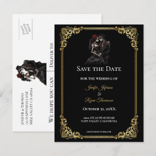 Faire-part Carte postale de mariage gothique Halloween pour a