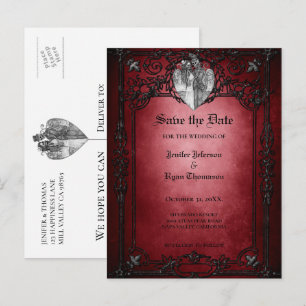 Faire-part Carte postale de mariage gothique Halloween pour a
