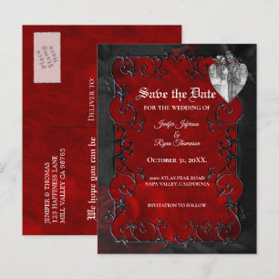 Faire-part Carte postale de mariage gothique Halloween pour a