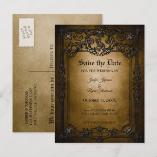 Faire-part Carte postale de mariage gothique Halloween pour a