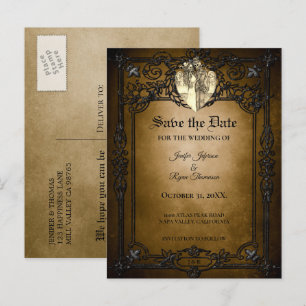 Faire-part Carte postale de mariage Halloween gothique pour a