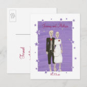 Faire-part Carte postale de mariage Halloween Skeletons Save  (Devant / Derrière)