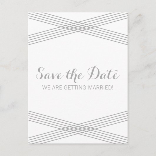 Faire-part Carte postale de mariage moderne gris à conserver (Devant)