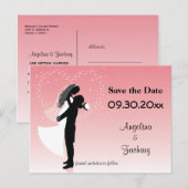 Faire-part Carte postale de mariage "Pink Ombre Save The Date (Devant / Derrière)