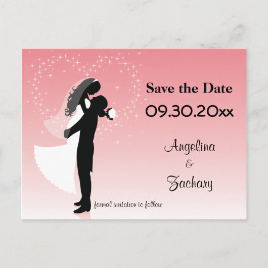 Faire-part Carte postale de mariage "Pink Ombre Save The Date (Devant)