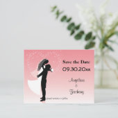 Faire-part Carte postale de mariage "Pink Ombre Save The Date (Debout devant)
