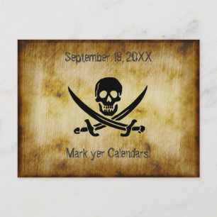 Faire-part Carte postale de mariage pirate à conserver