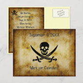 Faire-part Carte postale de mariage pirate à conserver (Devant / Derrière)
