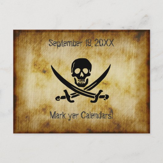 Faire-part Carte postale de mariage pirate à conserver (Devant)