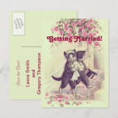 Faire-part Carte postale de mariage pour chats à sauvegarder  (Devant / Derrière)