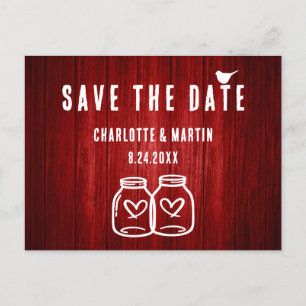 Faire-part Carte postale de mariage Rouge Rustique Save The D