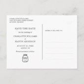 Faire-part Carte postale de mariage rustique sarcelle Save Th (Dos)
