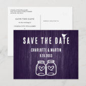 Faire-part Carte postale de mariage rustique violet pour anno (Devant / Derrière)